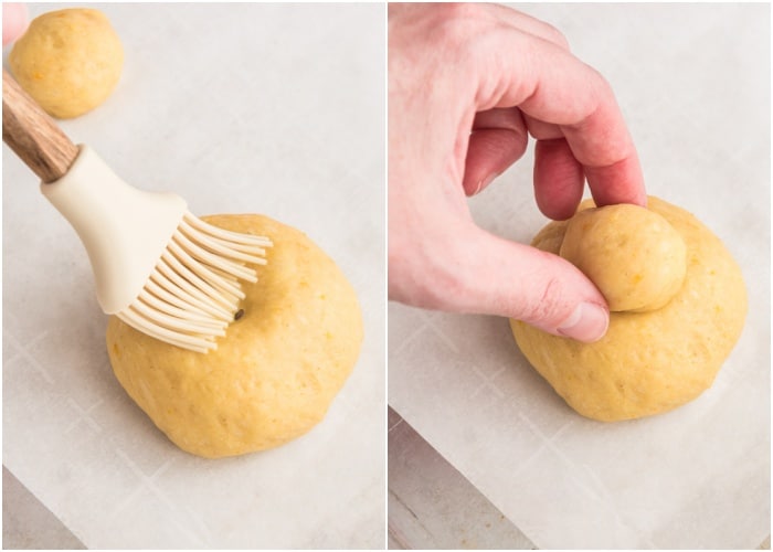 Making the brioche col tuppo.