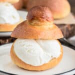 Brioche col tuppo with ice cream in the middle.
