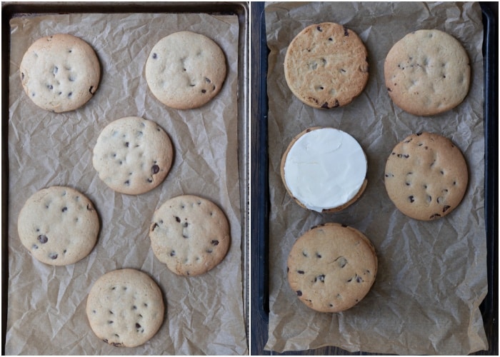 The cookies baked and ice cream on top.