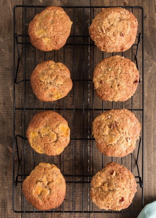 Baked muffins in a muffin tin.