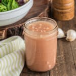 Salad dressing in the jar.