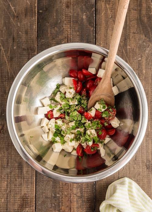 The filling in the bowl.