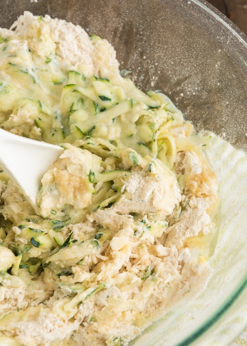 Mixing the ingredients in the bowl.
