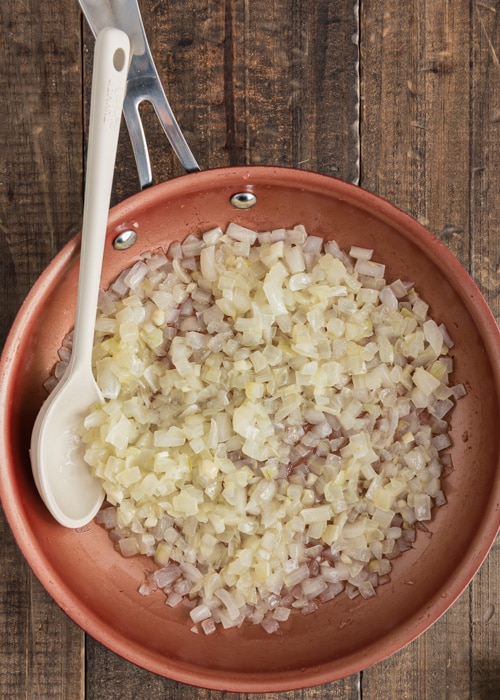 Cooking the onions and garlic.