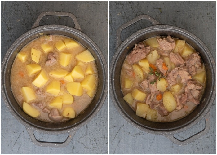 The stew before and after cooked.