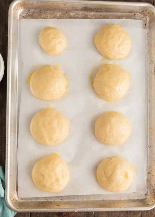The dough balls after rising.
