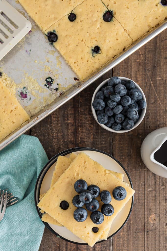 Pancakes in the pan and on a plate.