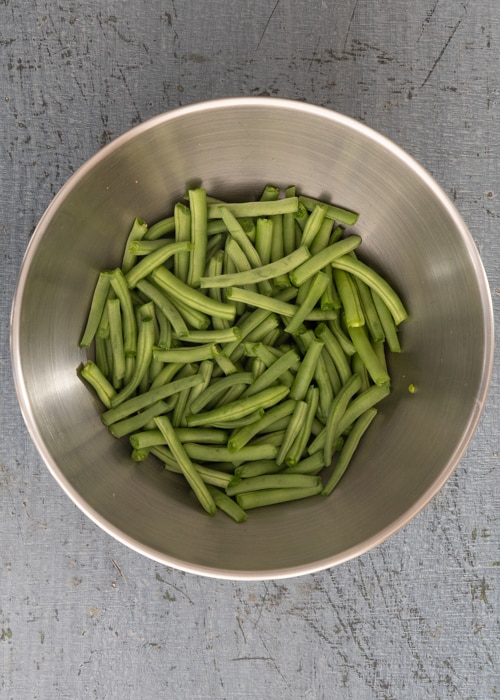 The beans in a silver bowl.